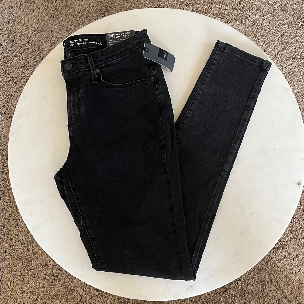 Mossimo Denim Curvy Skinny Jeans Black Power Stretch Lycra Xtra Life Fiber